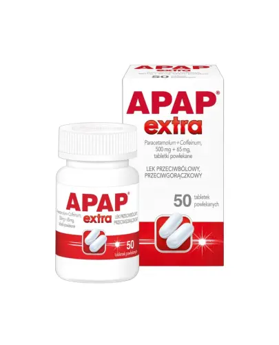APAP Extra 50 tabletek powlekanych - Lek przeciwbólowy i przeciwgorączkowy