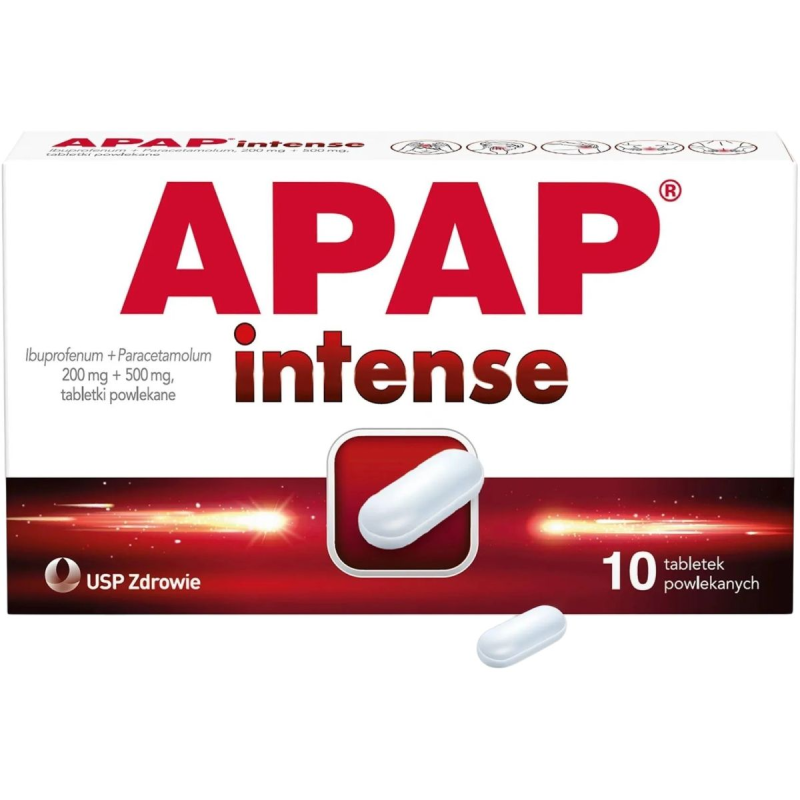 APAP Intense tabletki powlekane, 10 sztuk - Przeciwbólowe z paracetamolem i ibuprofenem