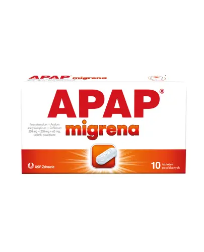 APAP migrena tabletki powlekane, 10 sztuk - W doraźnym leczeniu bólu głowy oraz napadów migreny