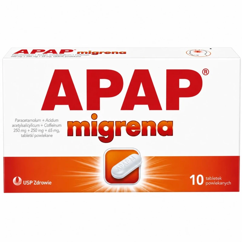 APAP migrena tabletki powlekane, 10 sztuk - W doraźnym leczeniu bólu głowy oraz napadów migreny