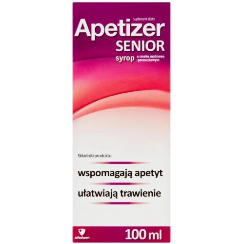 Apetizer Senior,  syrop malinowo-porzeczkowy, 100 ml - Z wyciągiem z mięty pieprzowej oraz ekstraktem z owoców anyżu