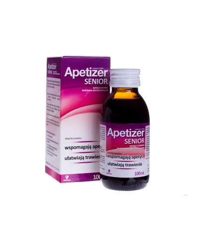 Apetizer Senior,  syrop malinowo-porzeczkowy, 100 ml - Suplement diety z wyciągiem z mięty pieprzowej oraz ekstraktem z owoców anyżu
