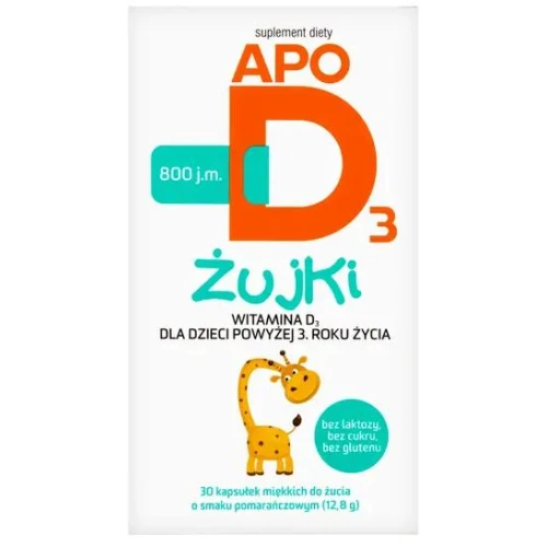ApoD3 żujki, 800 j.m. 30 kapsułek do żucia - Z witaminą D3 dla dzieci od 3 roku życia