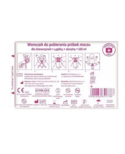 Apteczka ABC Woreczek do pobierania próbek moczu dla dziewczynek, 1 sztuka - Łatwe i higieniczne pobranie próbki moczu w domowych warunkach 