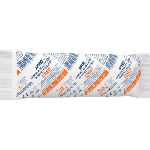 Apteo Crep Opaska elastyczna podtrzymująca 12 cm x 4 m, 1 sztuka - Niejałowa do podtrzymywania opatrunków