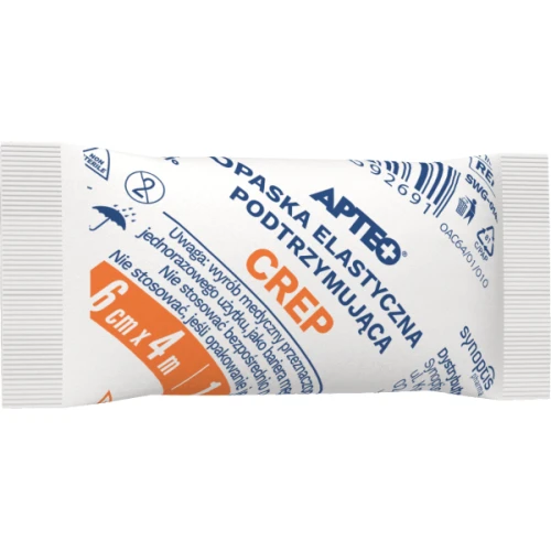 Apteo Crep Opaska elastyczna podtrzymująca 6 cm x 4 m, 1 sztuka - Niejałowa do podtrzymywania opatrunków
