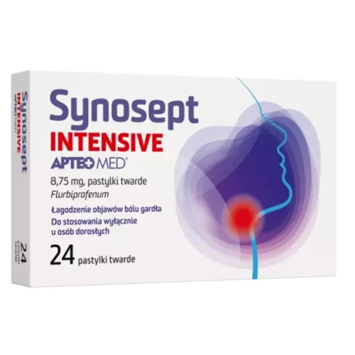 Apteo Med Synosept Intensive, 24 pastylki do ssania - Pastylki z flurbiprofenem na ból gardła