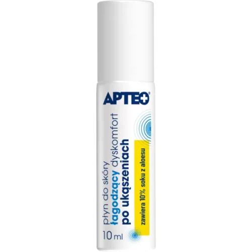 Apteo płyn łagodzący dyskomfort po ukąszeniach, roll-on 10 ml - Z 10% zawartością soku z aloesu