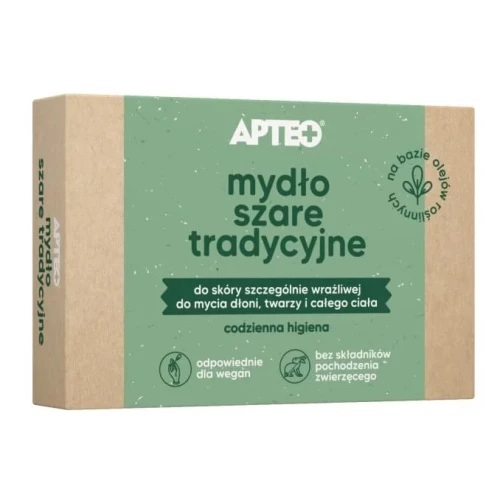 Apteo Szare mydło tradycyjne, 100 g - Delikatne oczyszczanie skóry wrażliwej