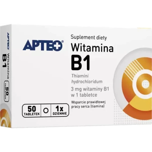 Apteo Witamina B1, 50 tabletek - 3 mg witaminy B1 w 1 tabletce
