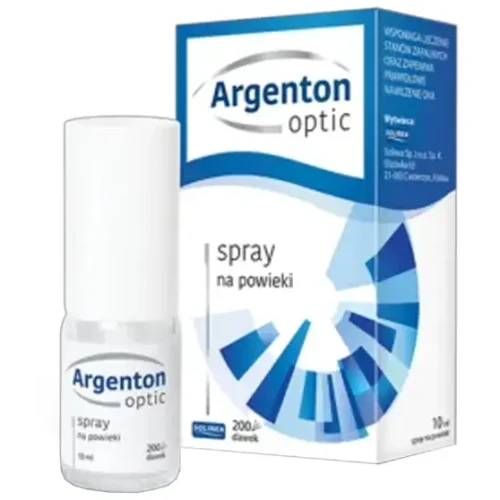 Argenton optic spray na powieki, 10ml - Ze srebrem, witaminami A, E oraz D-panthenolem, nawilża i wspomaga leczenie stanów zapalnych
