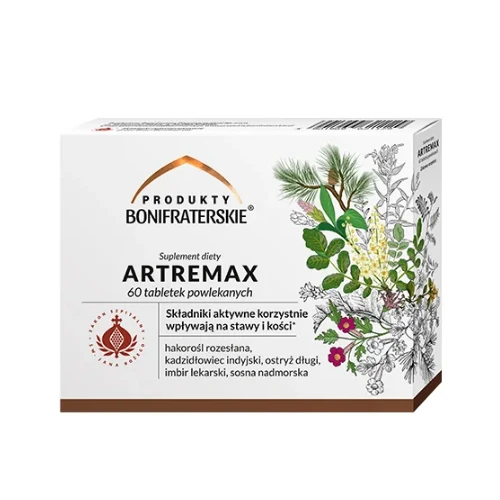 Produkty Bonifraterskie Artremax, 60 tabletek - Kompozycja składników wspierających zdrowie stawów i kości