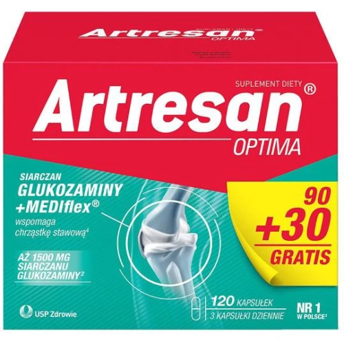 Artresan Optima, 120 kapsułek  - Z formułą MEDIflex i glukozaminą, wspiera zdrowie stawów