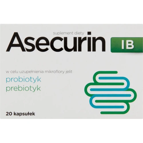 Asecurin IB, 20 kapsułek - Probiotyk z inuliną przywraca równowagę mikroflory jelitowej
