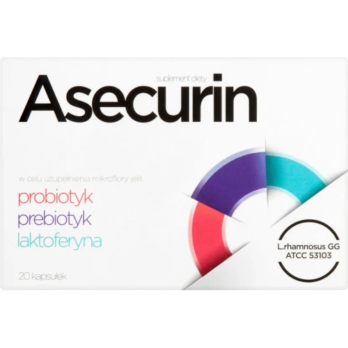 Asecurin, 20 kapsułek - Probiotyk z laktoferyną dla dzieci i dorosłych