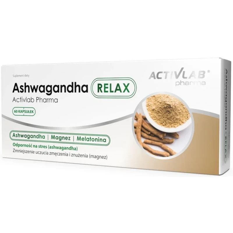 Activlab Pharma Ashwagandha Relax z melatoniną i magnezem, 60 kapsułek