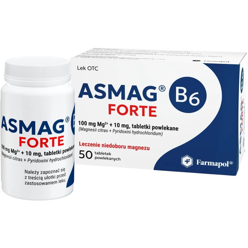 Asmag B6 Forte, 50 tabletek - Na uzupełnienie niedoboru magnezu