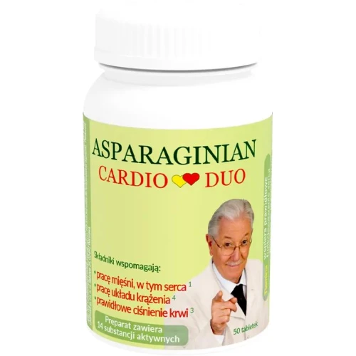 Asparaginian CardioDuo, 50 tabletek -  Preparat magnezowo-potasowy, przeznaczony dla osób dorosłych
