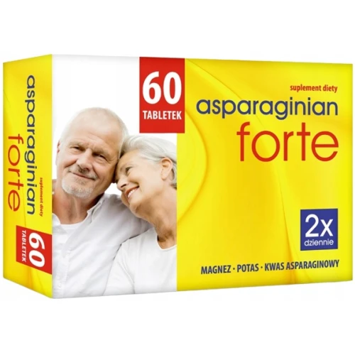 Asparaginian Forte, 60 tabletek - Połączenie magnezu i potasu z kwasem asparaginowym – wspiera pracę mięśni