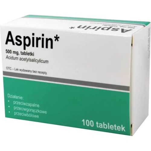 Aspirin 500 mg, 100 tabletek Medezin (import równoległy) - Na ból, stan zapalny i gorączkę 