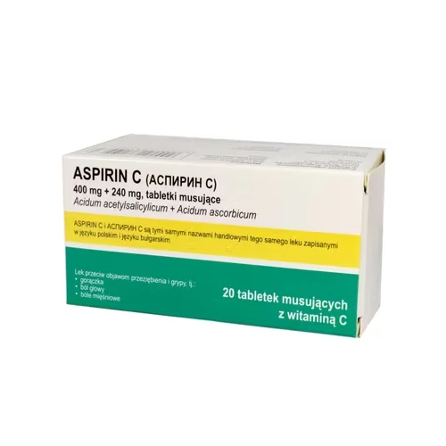 Aspirin C, 10 tabletek musujących PharmaPoint (import równoległy) - Na ból, stan zapalny i gorączkę