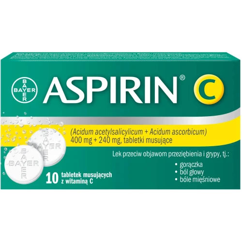 Aspirin C 10 tabletek musujących  - O działaniu przeciwbólowym, przeciwzapalnym i przeciwgorączkowym