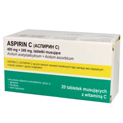 Aspirin C, 20 tabletek musujących PharmaPoint (import równoległy) - O działaniu przeciwbólowym, przeciwzapalnym i przeciwgorączkowym