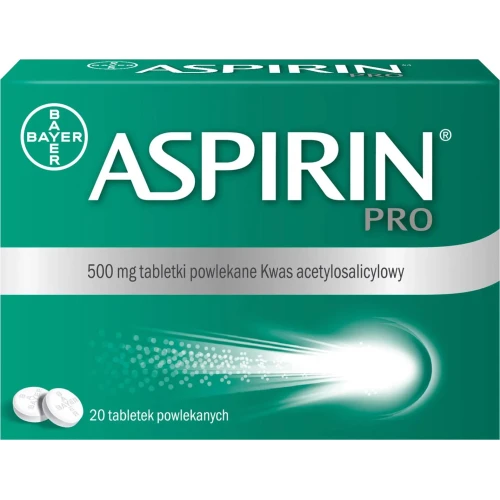 Aspirin Pro 500 mg, 20 tabletek powlekanych - Na gorączkę i  umiarkowany ból
