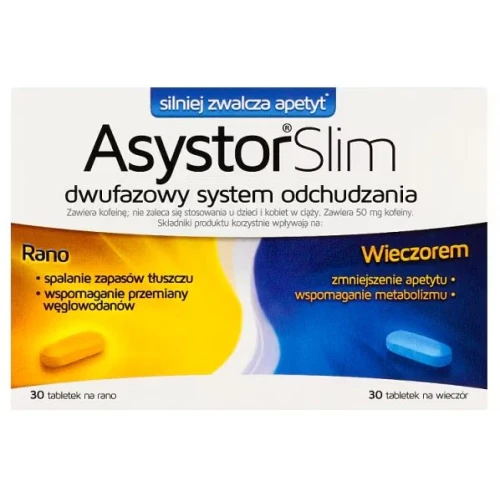 Asystor Slim, 60 tabletek - Dwufazowe wsparcie metabolizmu i kontroli wagi na dzień i na noc
