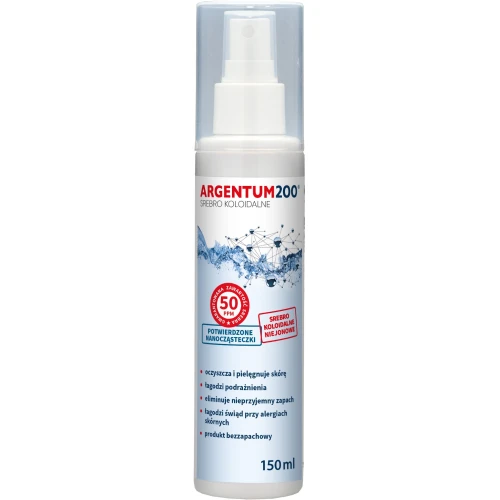 Aura Herbals Srebro Koloidalne 50 ppm, Argentum 200 Aerozol, 150 ml - Pielęgnacja i łagodzenie podrażnień skóry