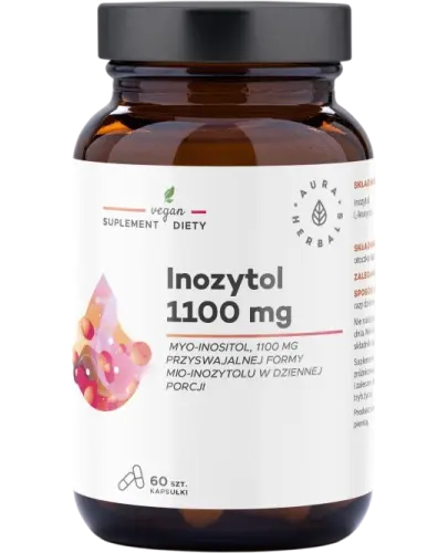 Aura Herbals Inozytol 1100 mg Myo-Inositol, 60 kapsułek - Roślinne kapsułki Vcaps®