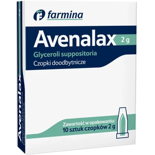 Avenalax 2 g, 10 czopków doodbytniczych - Czopki glicerynowe ułatwiające wypróżniania dla dzieci i dorosłych