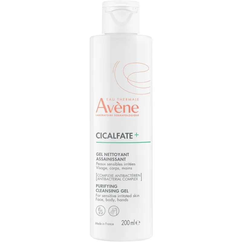 Avene Cicalfate+ Oczyszczający żel do mycia, 200 ml - Wspiera procesy regeneracyjne i nie narusza naturalnej bariery ochronnej skóry