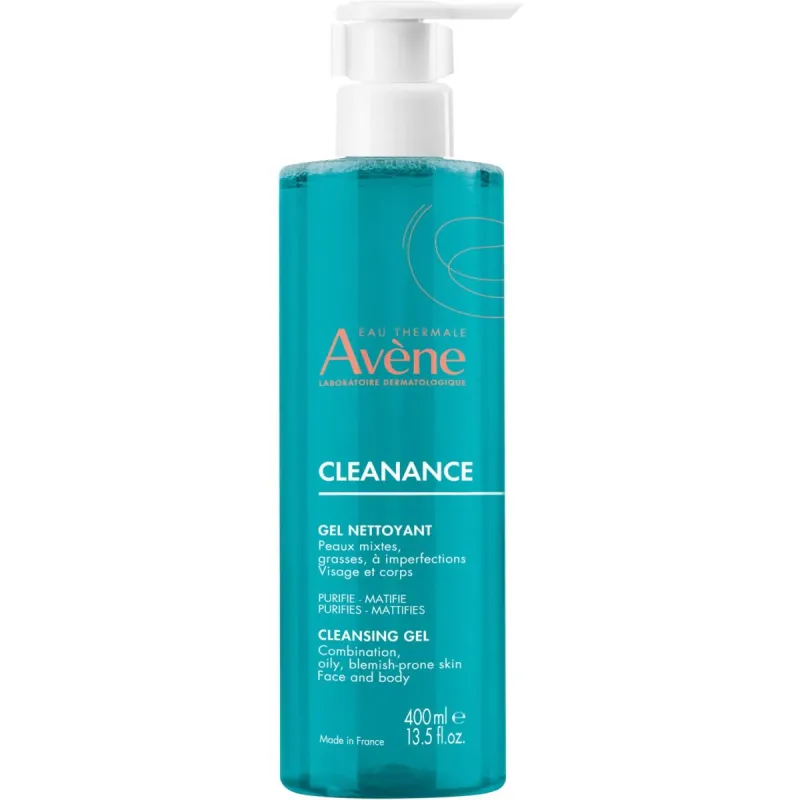 Avène Cleanance Żel oczyszczający, 400 ml - Skuteczna pielęgnacja dla skóry tłustej, skłonnej do niedoskonałości