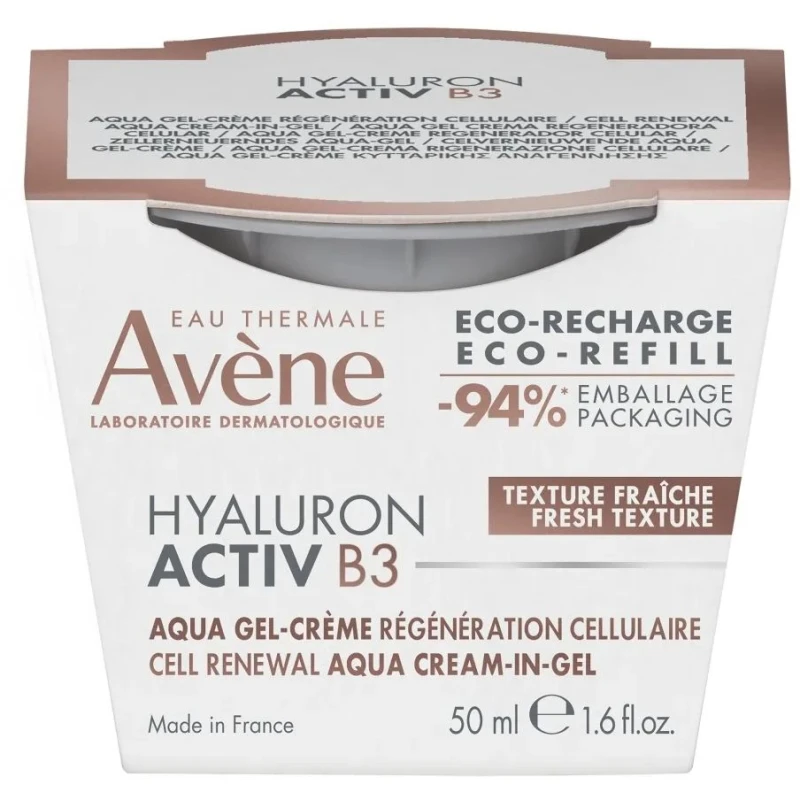 Avène Hyaluron Activ B3 Krem-żel odbudowujący komórki - Refill, 50 ml - Intensywne nawilżenie i wygładzenie skóry