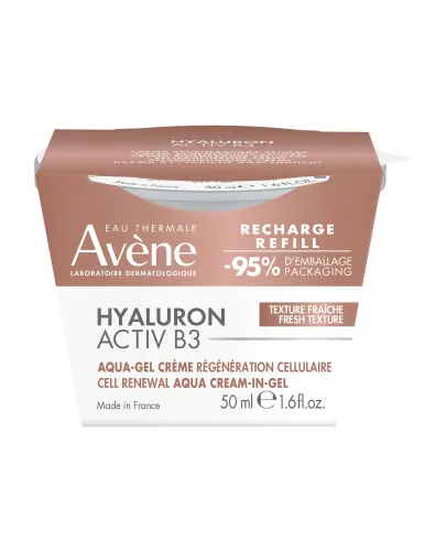 Avene Hyaluron Activ B3 aqua-żel, krem odbudowujący komórki, refill 50 ml - Z kwasem hialuronowym i niacynamidem, który regeneruje komórki