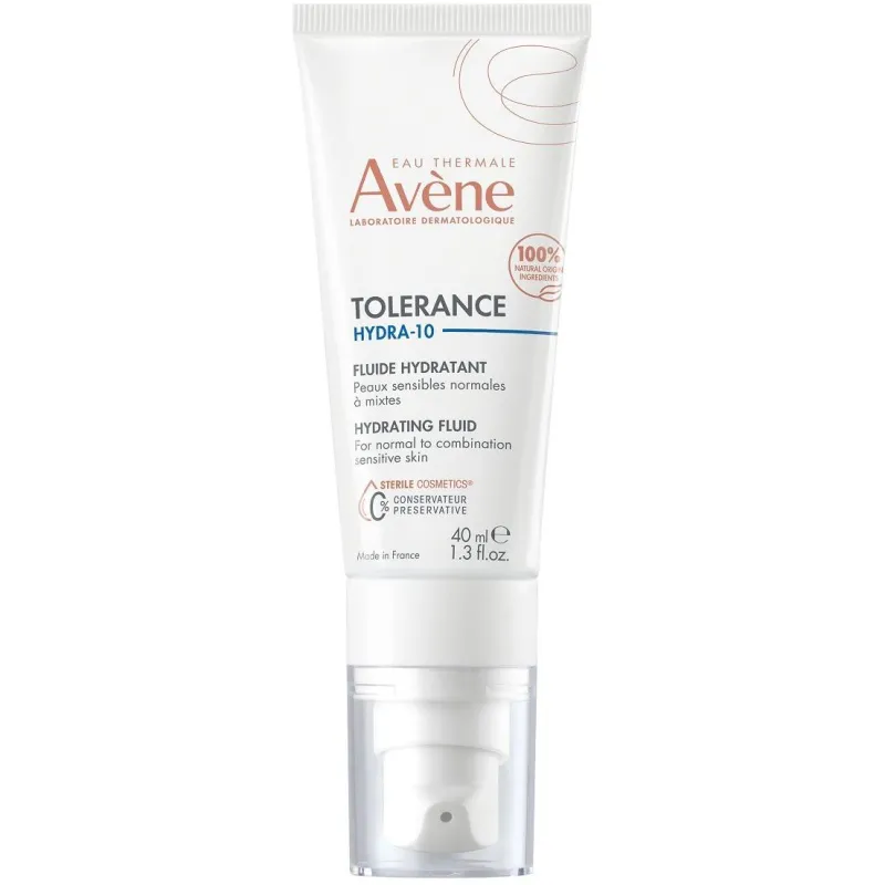 Avène Tolerance Hydra-10 fluid nawilżający, 40 ml - Lekki krem nawilżający, bezzapachowy do skóry normalnej, mieszanej, odwodnionej