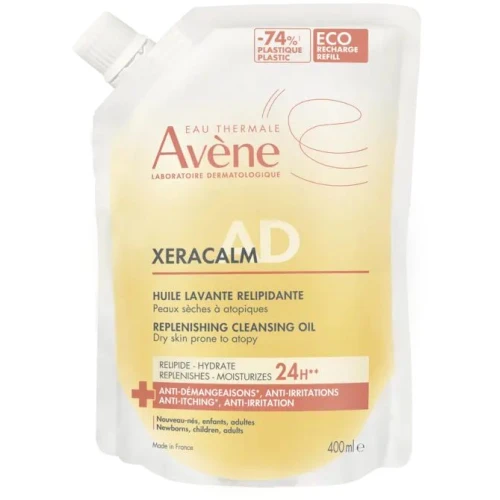 Avène XeraCalm A.D Olejek oczyszczający uzupełniający lipidy - refill, 400 ml - Do pielęgnacji skóry atopowej i bardzo suchej