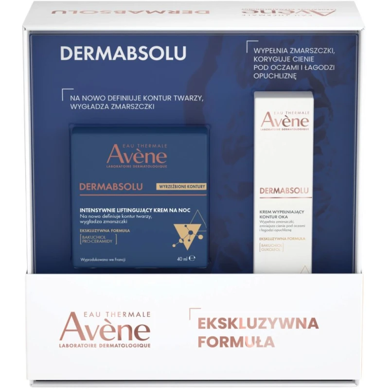 Avène DermAbsolu Zestaw - Intensywnie modelujący krem na noc, 40 ml + Krem wypełniający kontur oka, 15 ml - Przeciwzmarszczkowa pielęgnacja na noc