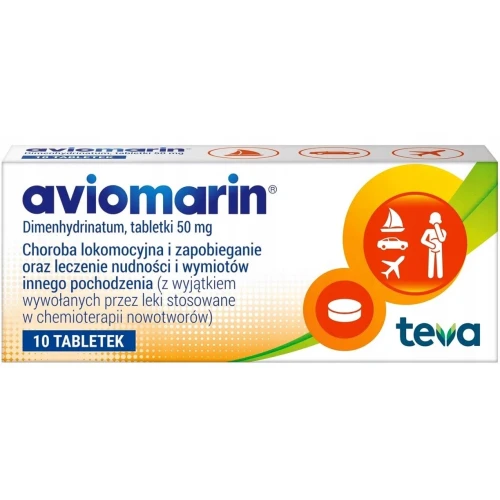 Aviomarin tabletki, 10 sztuk - Zapobiega chorobie lokomocyjnej