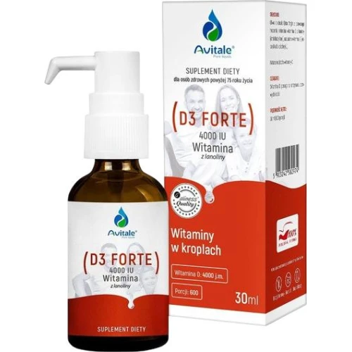 Avitale Witamina D3 Forte 4000 IU, 30 ml - witamina D z lanoliny w oliwie z oliwek 