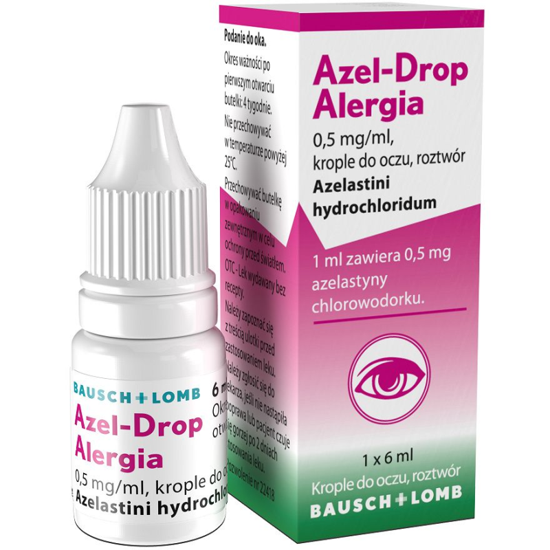 Azel-Drop Alergia krople do oczu, 6 ml - Krople do oczu stosowane w profilaktyce i leczeniu objawów alergicznego sezonowego zapalenia spojówek
