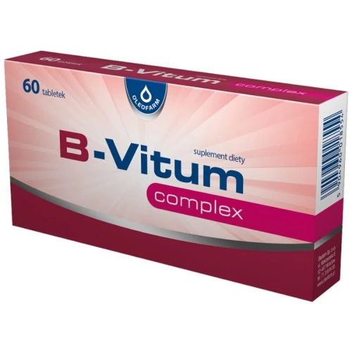 Oleofarm B-Vitum Complex, 60 tabletek - Witaminy z grupy B pomagają zmniejszyć uczucie zmęczenia i znużenia