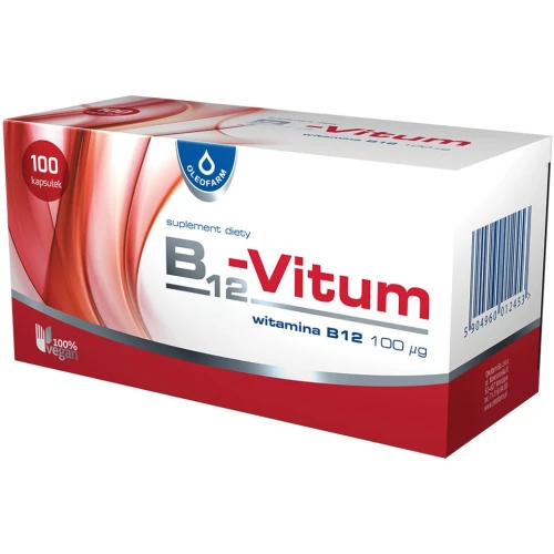 Oleofarm  B12-Vitum, 100 kapsułek - Witamina B12 w formie cyjanokobalaminy