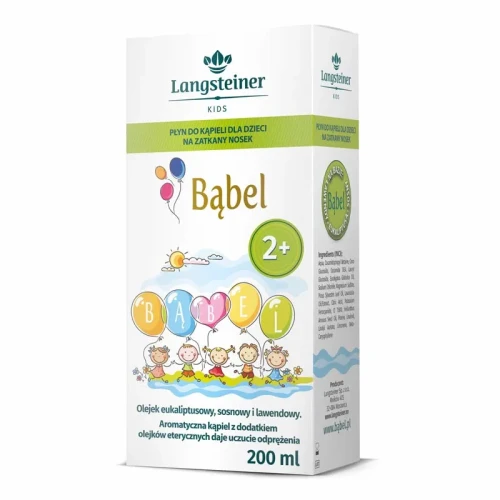 Bąbel Płyn do kąpieli na zatkany nosek dla dzieci, 200 ml - Aromatyczna kąpiel z dodatkiem olejków eterycznych