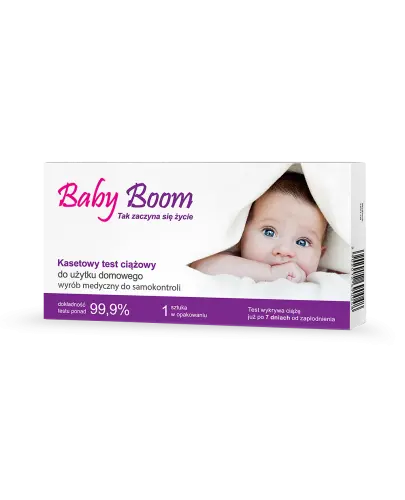 Baby Boom Kasetowy test ciążowy, 1 sztuka - Wykrywa ciążę już po 7. dniach od zapłodnienia