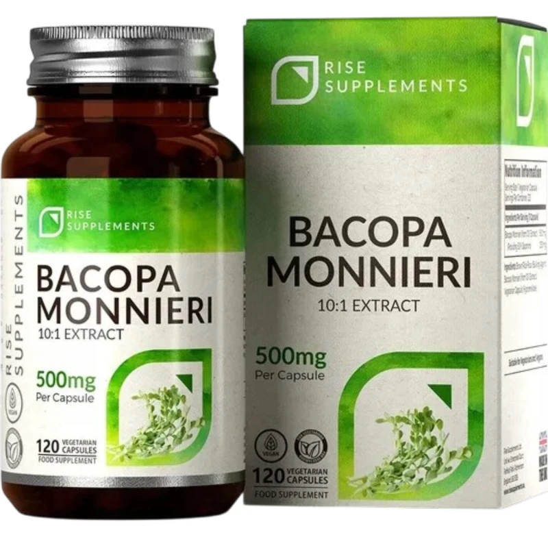 Rise Supplements, Bacopa Monnieri 600 mg, 120 kapsułek - Adaptogen wspierający układ nerwowy