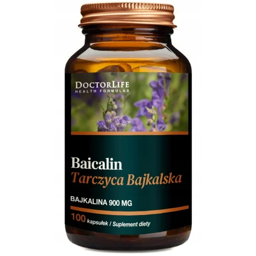 Doctor Life Baicalin Tarczyca bajkalska 500 mg, 100 kapsułek - Wysoka koncentracja bajkaliny z tarczycy bajkalskiej w roślinnych kapsułkach