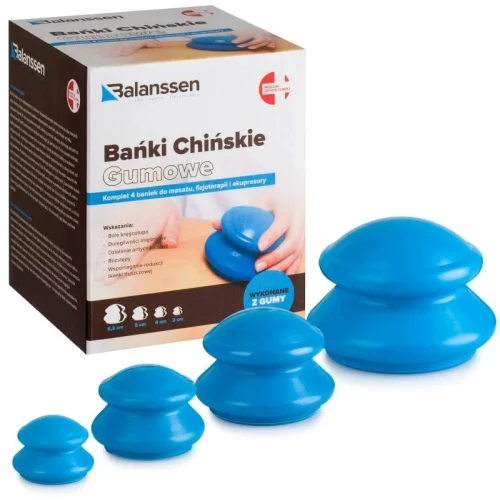Balanssen Bańki Chińskie gumowe, 4 sztuki - Bańki do masażu, akupunktury i akupresury