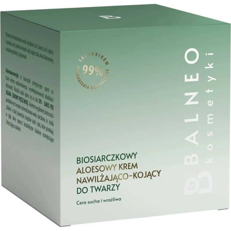 Balneokosmetyki Biosiarczkowy aloesowy krem nawilżająco-kojący do twarzy, 50 ml - Do skóry suchej i wrażliwej